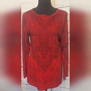 #1035 180 Red Long Sleeve Women's Sweater/ Tunic Sz. L